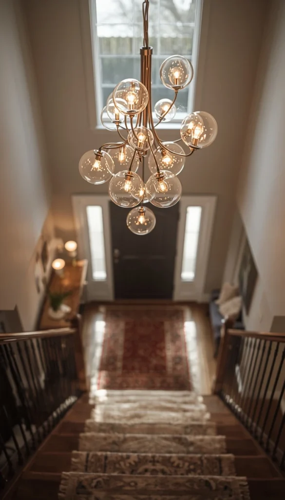 Statement Lighting Over the Stairwell