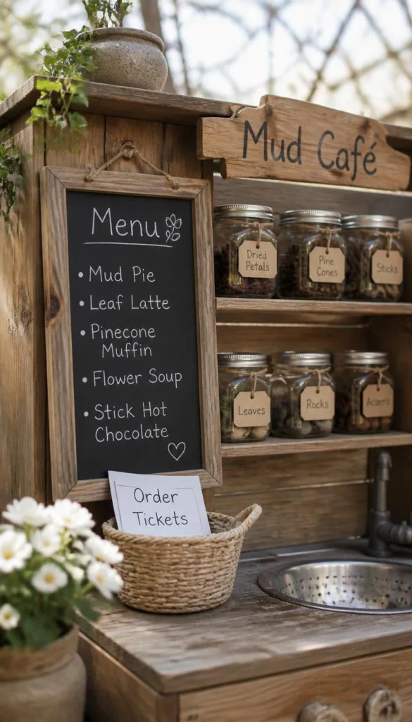 Mud Kitchen Play, Chalkboard Café Style