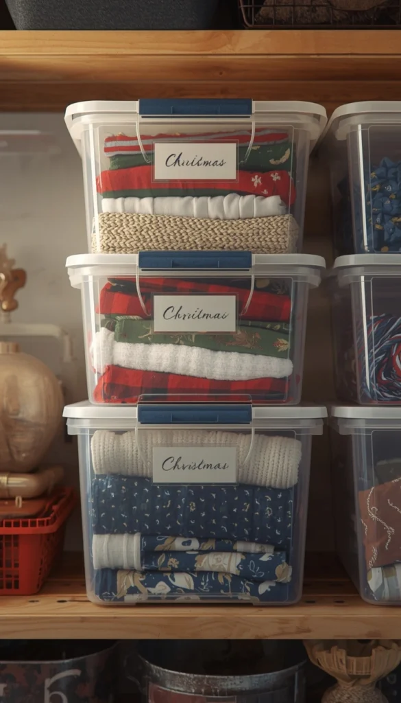 Stackable Labeled Bins for Seasonal Rotation
